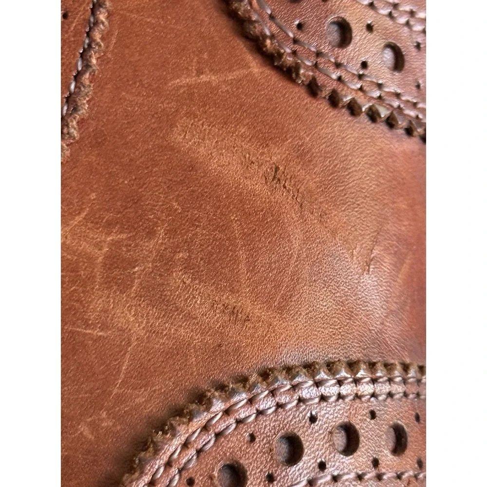 Allen Edmonds Strand Oxfords Mens 8 EEE Brown Leather Shoes Cap Toe Red Laces